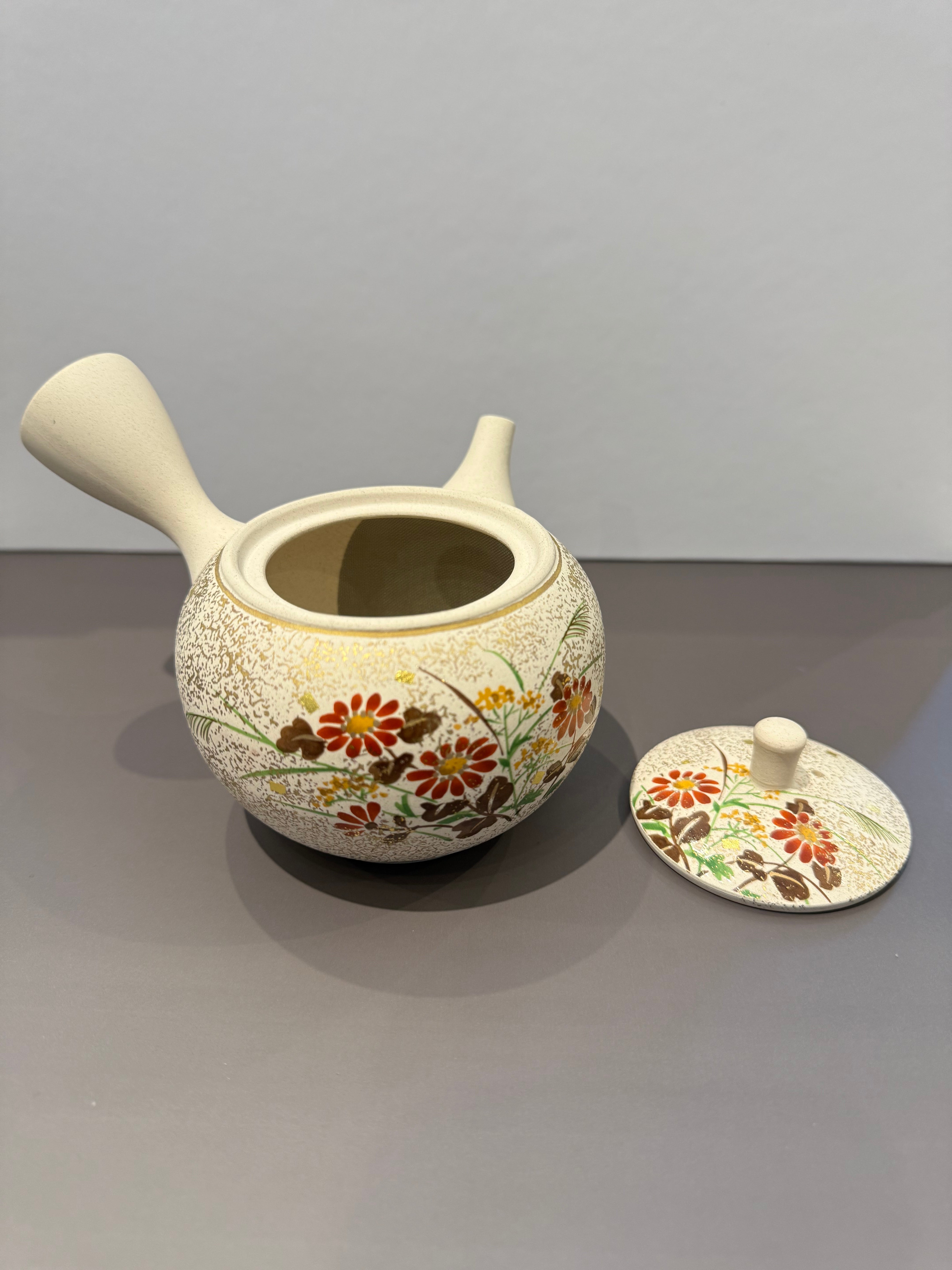 Tokoname Chaki (Tea set)白泥丸形菊薄柄急須 – JAZOO'S JAPAN